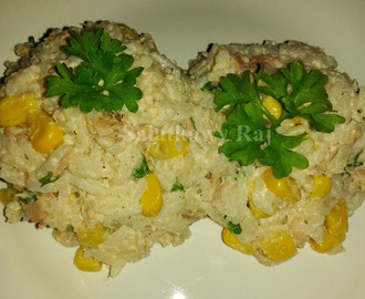 Sałatka z tuńczykiem, ryżem, kukurydzą i natką pietruszki (180 kcal w 100 g)
