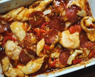 BBQ chicken pepperoni bake recipe