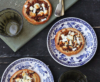 Caramelised onion and French goats cheese tartlets