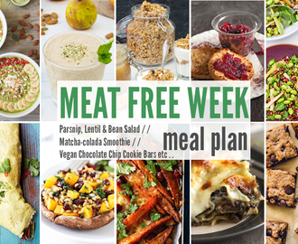 Meat Free Week Meal Planner: Parsnip, Lentil & Bean Salad, Matcha-colada Smoothie + Vegan Chocolate Chip Cookie Bars