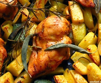 Hähnchenbrust mit Kartoffel-Zucchini-Gemüse aus dem Ofen