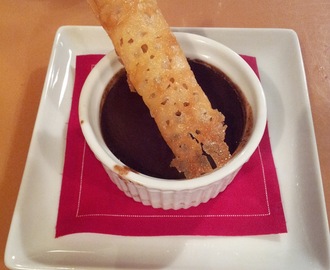Chocolate Pot de Crème and caramel tuile