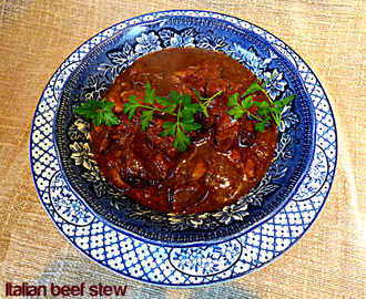 Italian beef stew with porcini, chestnuts and red wine