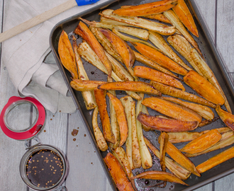 Roasted Parsnip and Sweet Potato with Sauce Aigre-Doux