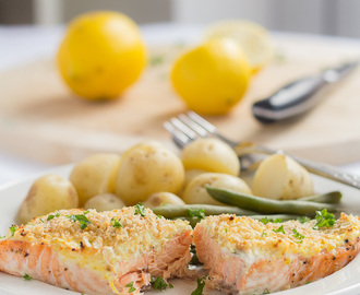 Oven Baked Salmon with Cream Cheese and Oat Bran Crust