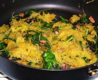 Roasted Spaghetti Squash, Pancetta and Spinach with Shaved Goat's Cheese Recipe