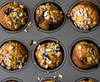 Banana Blueberry Muffins with Crushed Almonds
