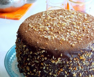 Gâteau d’anniversaire crème au beurre praline, glaçage chocolat
