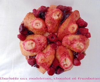 Charlotte aux madeleines, chocolat et framboises