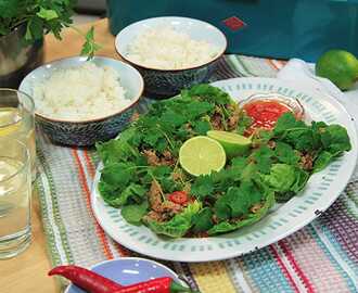 Vietnamesisk fläskfärs i salladsblad