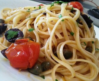 Espaguetis a la puttanesca o putanesca – Linguine a la puttanesca con cherry – Linguine alla puttanesca con pomodorini