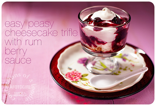 Easy Valentine’s Day dessert: Cheesecake Trifle with Rum Berry Sauce
