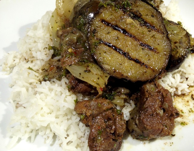 Lamb stew with aubergines and mint