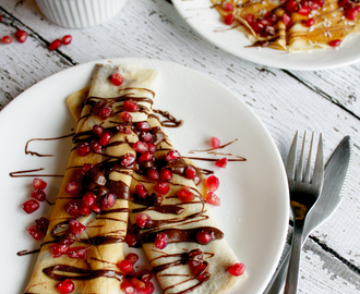Coconut Crepes with Pomegranate & Nutella