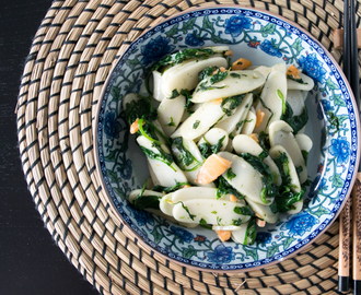 Juego de blogueros 2.0: Pasta de arroz con espinacas y salmón, para días “tengo que comer más sano”