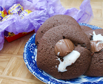 Creme Egg Stuffed Chocolate Cookies