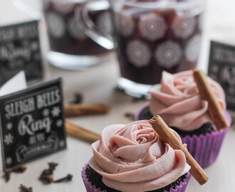 Chocolate Buttermilk Cupcakes with Gluehwein Frosting