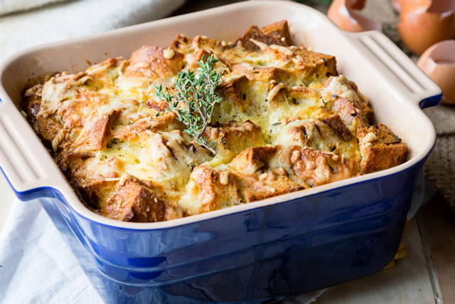 Savory Bread Pudding – Ham and Cheese Classic