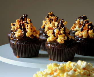Guinness Cupcake with Chocolate Ganache and Salted Caramel Popcorn