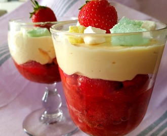 Crème fraises, rhubarbe et fruits de la passion