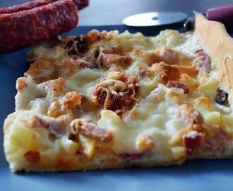 recette du jour: Pizza jambon crème chorizo lardons  au thermomix de Vorwerk