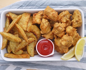 Spicy Fish Nuggets with Creole Potato Wedges.