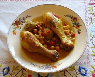 Pollo Guisado con Alcachofas y Garbanzos.
