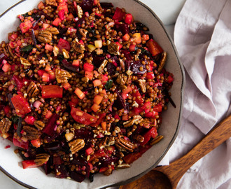 Beet and Wheat Berry Salad With Pickled Apples and Pecans Recipe