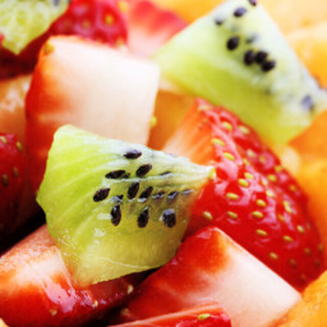 Fresh Fruit Salad with Honey, Mint & Lime Syrup