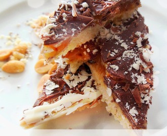 "besser als Snickers": Erdnuss-Karamell-Happen mit Schokolade