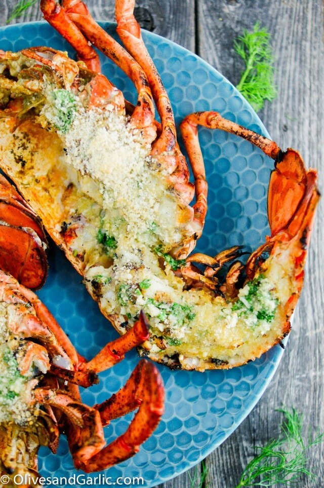 Grilled Lobster with Garlic Herb Butter