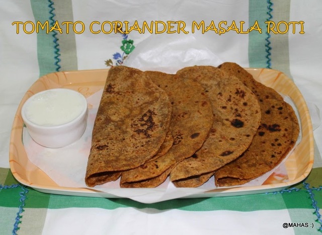 Tomato coriander leaves masala roti/Tomato cilantro spiced paratha/Easy indian dinner recipes/South indian easy and healthy recipes/indian flat bread recipes/Step by step pictures/Tomato health benefits