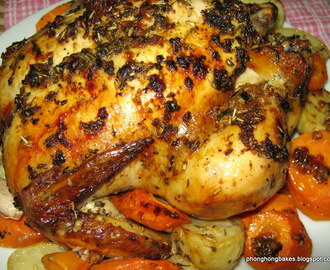 Herb Roasted Whole Chicken and Roasted Potatoes (Ree Drummond)