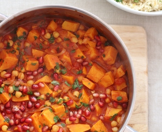 Harissa, Sweet Potato and Chickpea Tagine with Lemon and Coriander Couscous