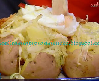 Patate farcite con verza uova in camicia e briciole di speck ricetta Diego Scaramuzza da Prova del Cuoco