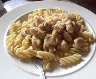 Chicken and mushrooms in a white wine sauce (recipe)