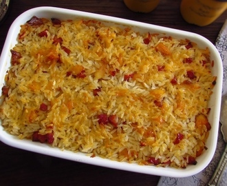 Cod with chorizo and rice in the oven