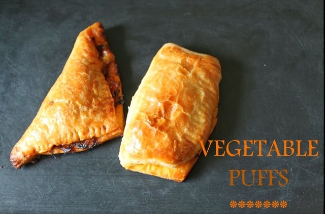 Vegetable Puffs From Homemade Puff Pastry Sheets / Vegetable Pastry Puffs / Veg Puffs