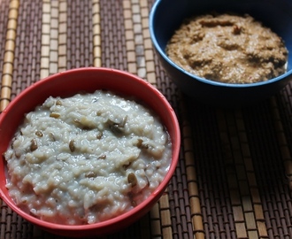 Ulundu Kanji & Thengai Kothamalli Thogayal / Rice & Urad Dal Porridge with Coconut & Coriander Seed Chutney - Rice Cooker Recipes