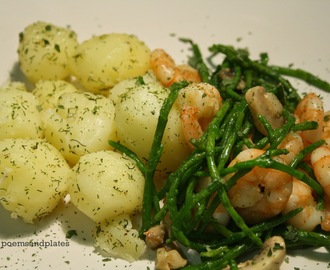 Prawn & Mushroom Salad with Samphire & Baby Dill Potatoes