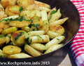 Wild garlic-fried potatoes with asparagus