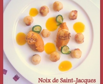 Noix de Saint-Jacques au beurre d'agrumes et sa purée de patate douce à la fève tonka