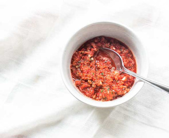 Homemade red chimichurri sauce
