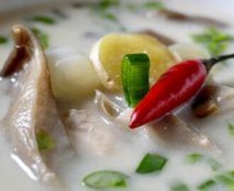 Sopa tailandesa de pollo y leche de coco (Tom Kha Kai)