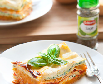 Butternut squash, spinach and ricotta lasagne