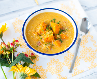 Clean eating sweet potato lentil soup recipe