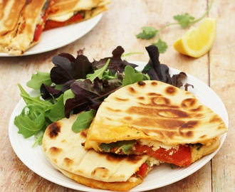 Feta, Roasted Pepper and Harissa Toasted Flatbreads and Breville Sandwich Press Review