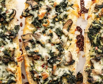 Spinach Mushroom French Bread Pizzas