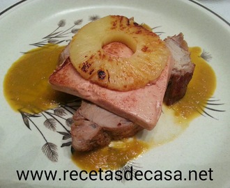 Solomillo cerdo al horno con foia y piña