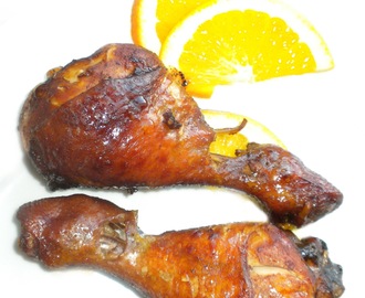 Pieczone pałki kurczaka w orientalnej, pomarańczowej marynacie